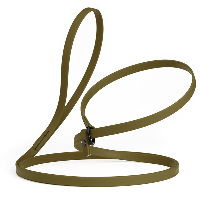 Olive Drab Green slip lead dog leash, made from waterproof Biothane, 1/2-inch wide