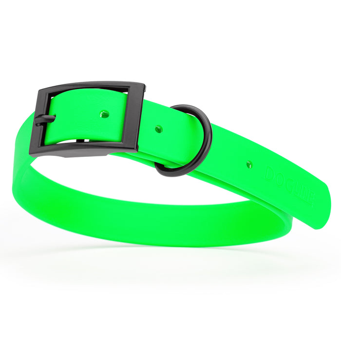 Tropical Green dog collar with black hardware, made from waterproof Biothane, large