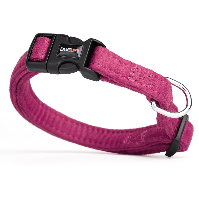 Pink microfiber dog collar with quick release buckle, 5/8-inch wide