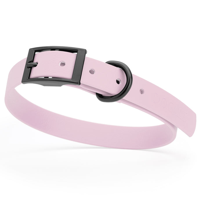 Pastel Purple dog collar with black hardware, made from waterproof Biothane, medium