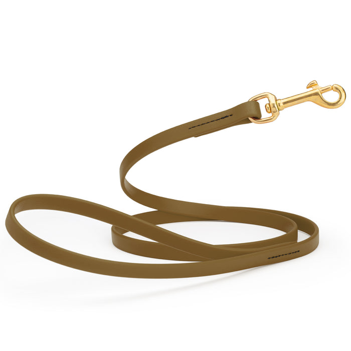 Coyote Brown dog leash with brass snap hook, made from waterproof Biothane, 1/2 inches wide