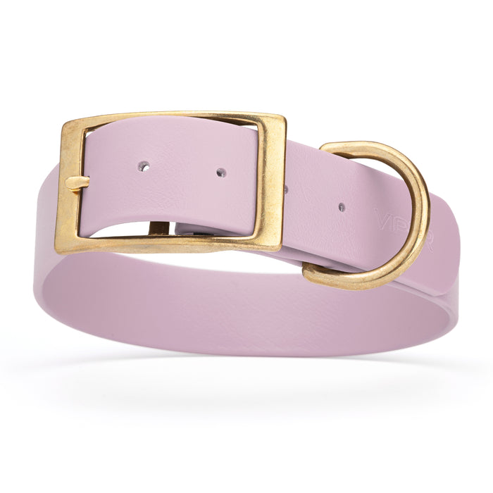 Pastel Purple dog collar with brass buckle and D-ring, made from waterproof Biothane, 1.5 in wide, X-large