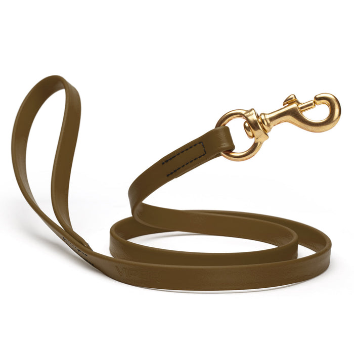 Coyote Brown dog leash with brass snap hook, made from waterproof Biothane, 5/8 or 3/4 inches wide