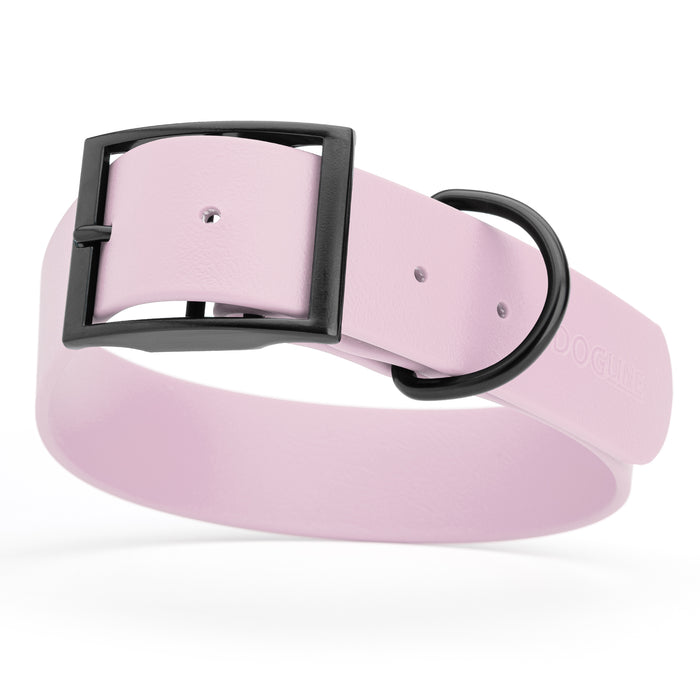 Pastel Purple dog collar with black hardware, made from waterproof Biothane, X-large, 1.5 inches wide
