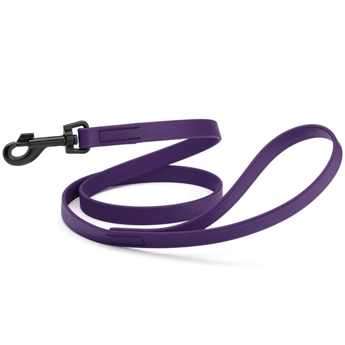 Violet Purple dog leash with black snap hook, made from waterproof Biothane, 3/4 or 5/8 inches wide