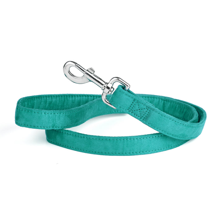 Teal microfiber dog leash with metal snap hook