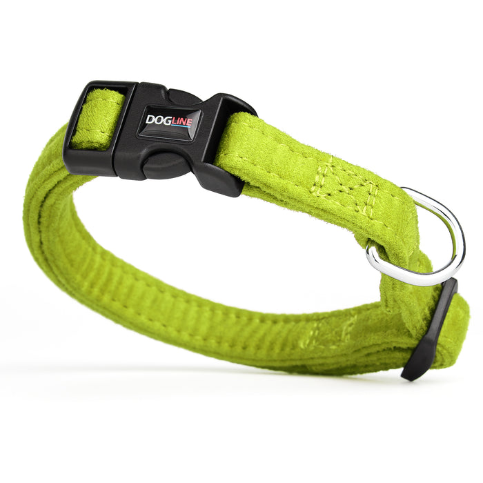 Green microfiber dog collar with quick release buckle, 5/8-inch wide