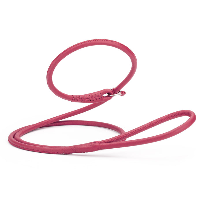 Pink leather dog slip lead, 6 feet long