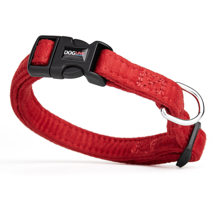 Red microfiber dog collar with quick release buckle, 5/8-inch wide