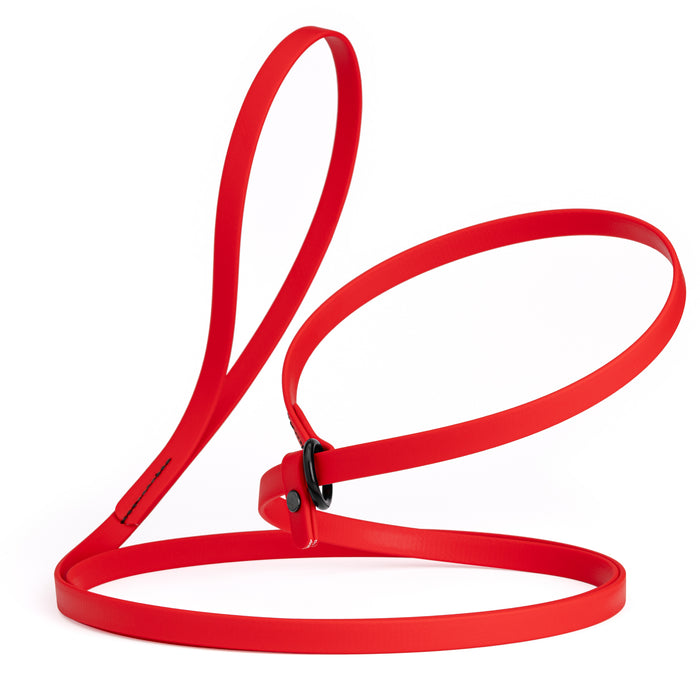 Cherry red slip lead dog leash, made from waterproof Biothane, 1/2-inch wide