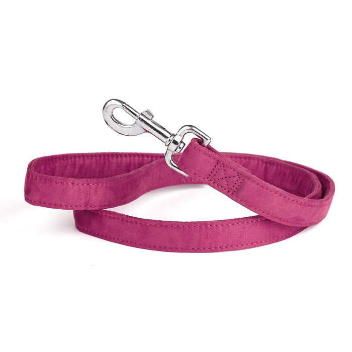 Pink microfiber dog leash with metal snap hook