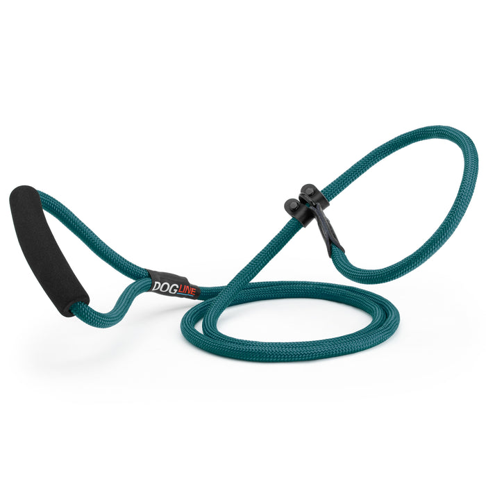 6 feet teal nylon dog slip lead with neoprene padded handle, 1/3-inch width