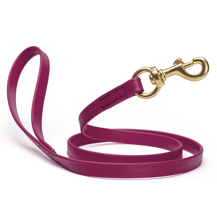 Magenta Pink dog leash with brass snap hook, made from waterproof Biothane, 5/8 or 3/4 inches wide