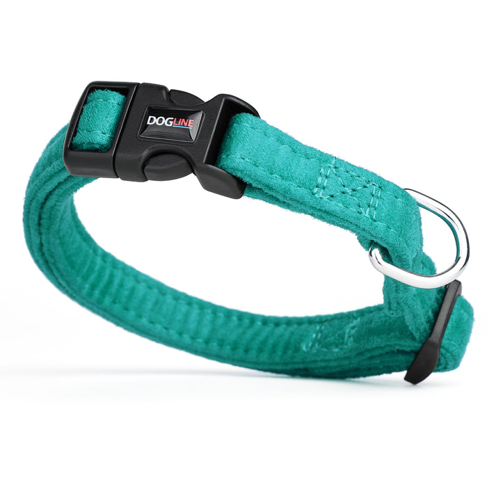 Teal microfiber dog collar with quick release buckle, 5/8-inch wide