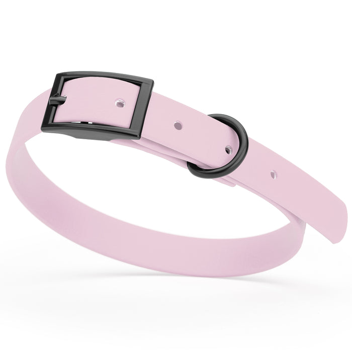 Pastel Purple dog collar with black hardware, made from waterproof Biothane, small