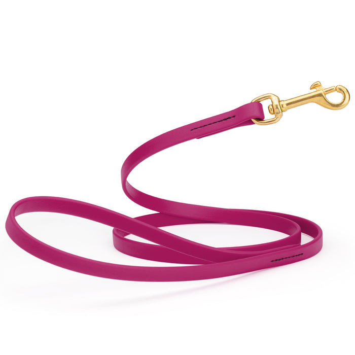 Magenta Pink dog leash with brass snap hook, made from waterproof Biothane, 1/2 inches wide