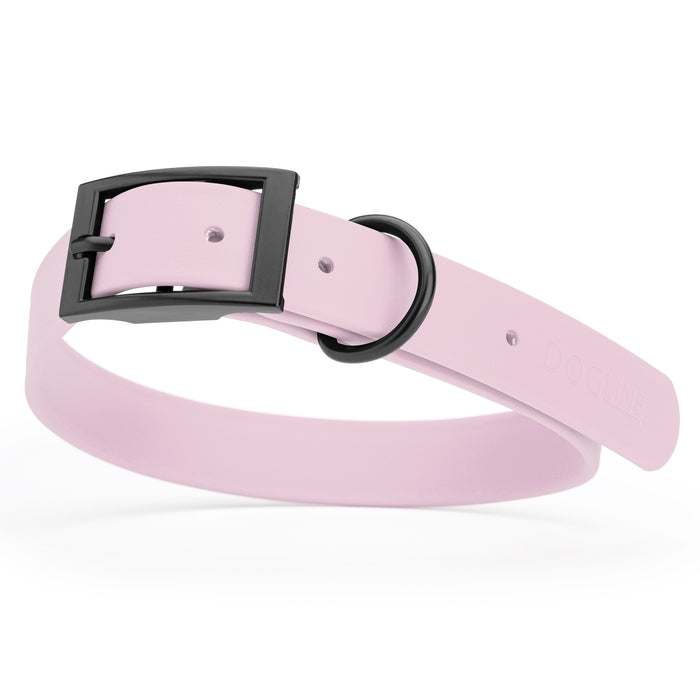 Pastel Purple dog collar with black hardware, made from waterproof Biothane, large