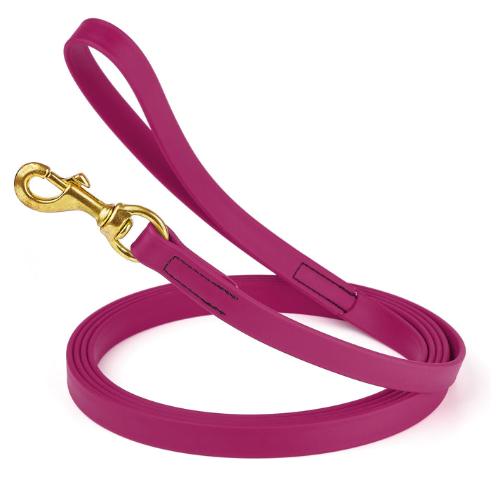 Magenta Pink dog leash with brass snap hook, made from waterproof and smell proof Biothane, 3/4 inches wide, 20 ft