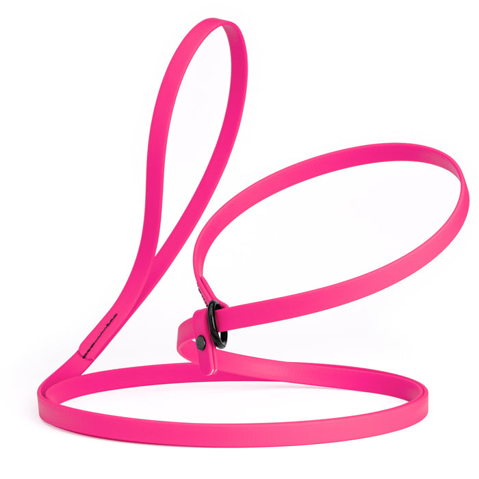 Passionfruit Pink slip lead dog leash, made from waterproof Biothane, 1/2-inch wide