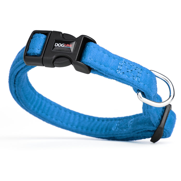Blue microfiber dog collar with quick release buckle, 5/8-inch wide