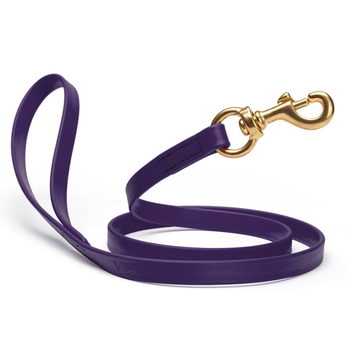 Violet Purple dog leash with brass snap hook, made from waterproof Biothane, 5/8 or 3/4 inches wide