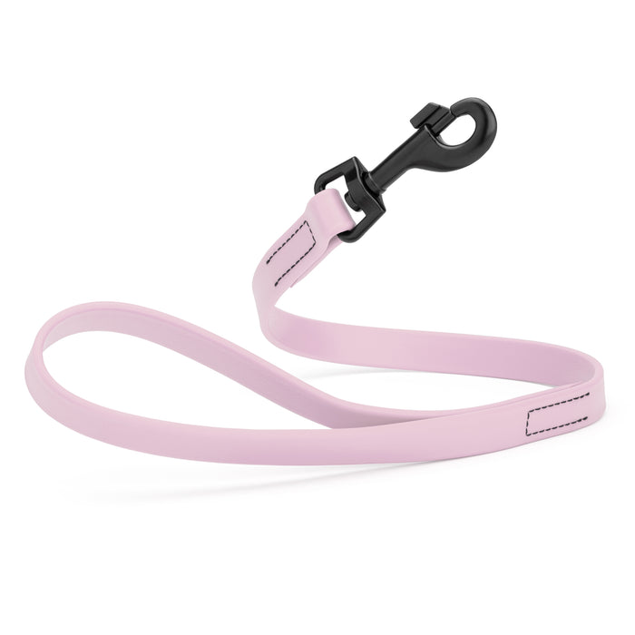 Pastel Purple 2 ft short dog leash with black snap hook, made from waterproof Biothane, 3/4 inches wide