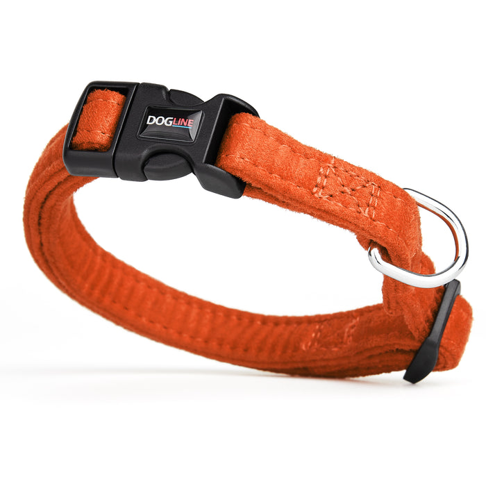 Orange microfiber dog collar with quick release buckle, 5/8-inch wide