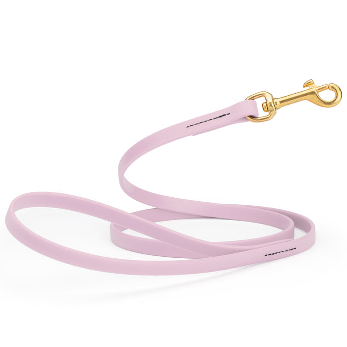 Pastel Purple dog leash with brass snap hook, made from waterproof Biothane, 1/2 inches wide