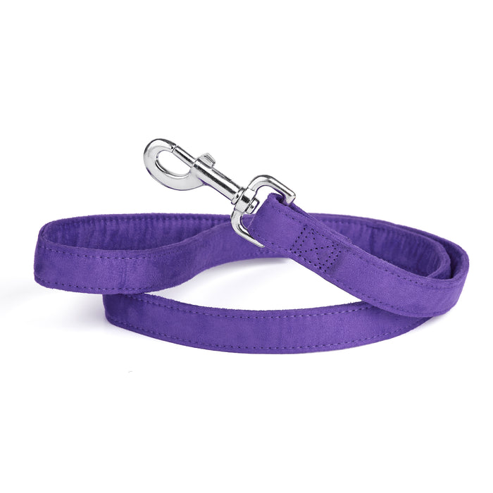 Purple microfiber dog leash with metal snap hook