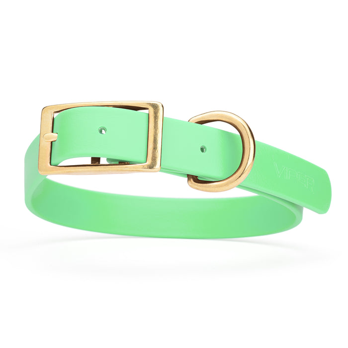 Sea Foam Green dog collar with brass buckle and D-ring, made from waterproof Biothane, X-large