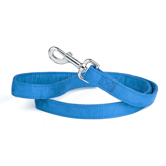 Blue microfiber dog leash with metal snap hook