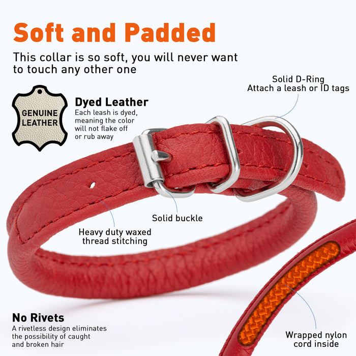 Soft Leather Round Dog Collar