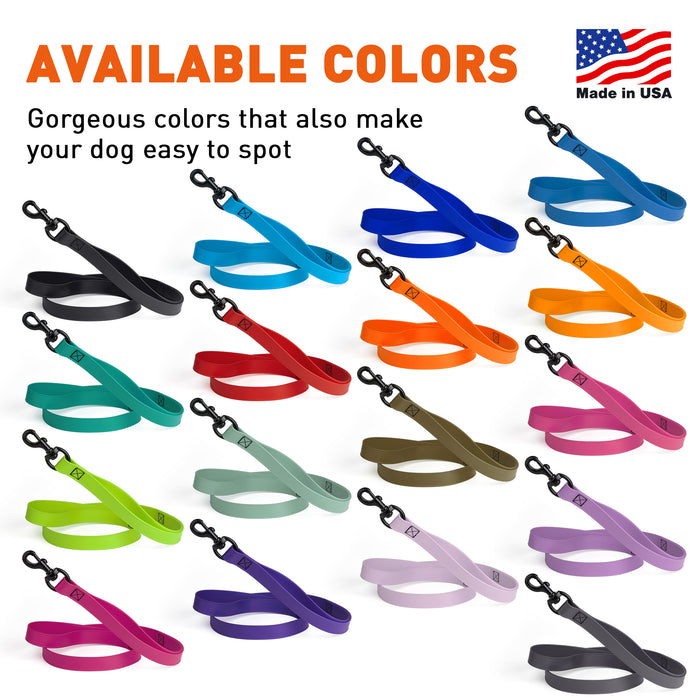 Biothane multi-handle leashes for dogs with black snap hook, waterproof and smell-proof, 2 or 3 handles, 17 different colors