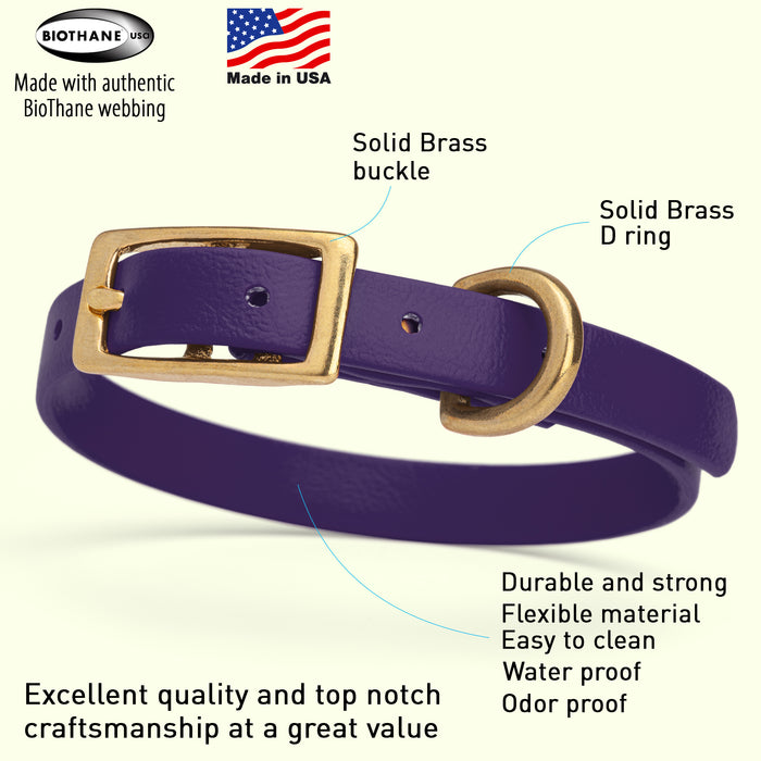 Viper Biothane Waterproof Collar - Brass Hardware - Size XS (9 to 12 inches)