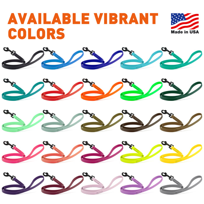Biothane leashes for dogs with electroplated black hardware, waterproof and smell-proof, 25 different colors, 6ft long