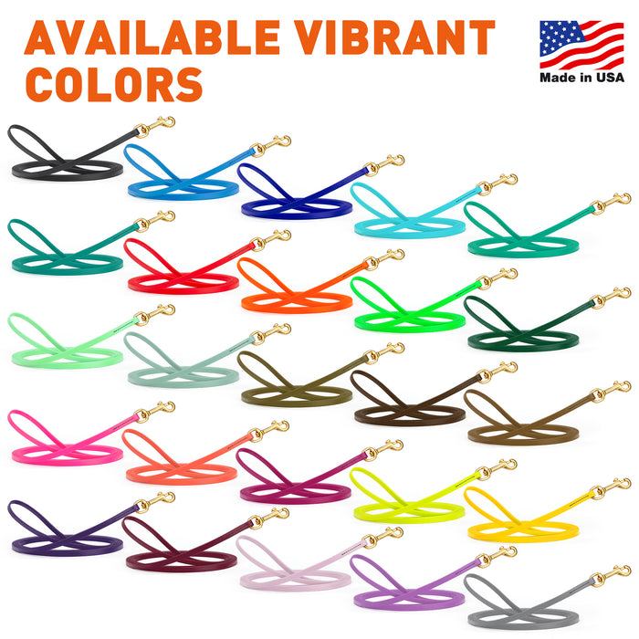 Biothane waterproof dog leads with brass hardware, 20 feet long, 25 different colors