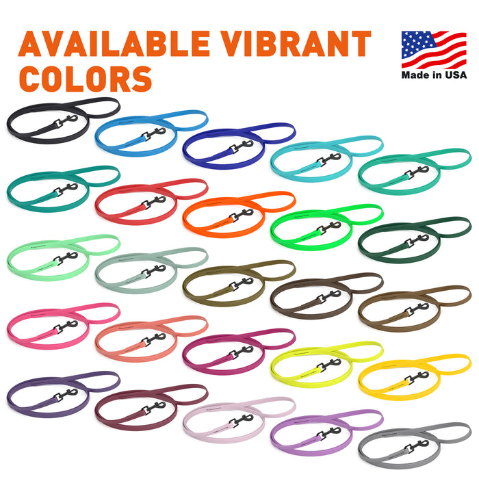 Biothane 6ft leashes for dogs with electroplated black hardware, waterproof and smell-proof, 25 different colors