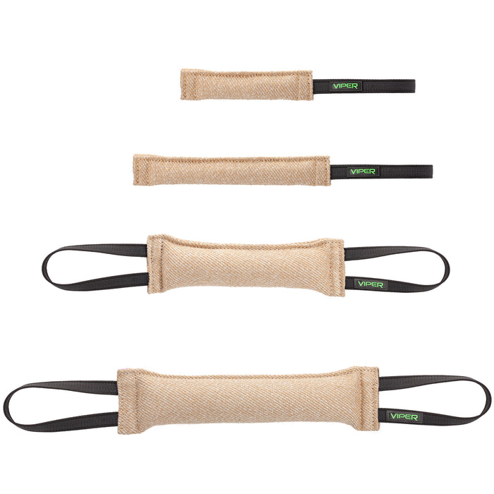 Jute dog tug toy with one or two handles, four different sizes
