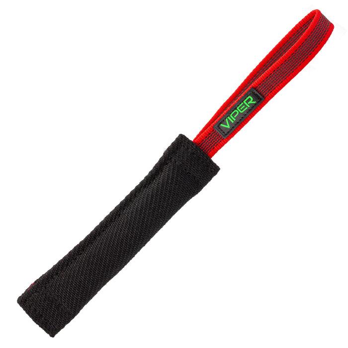 Black tug toy for dogs with one handle, 8 inches long, made of French linen