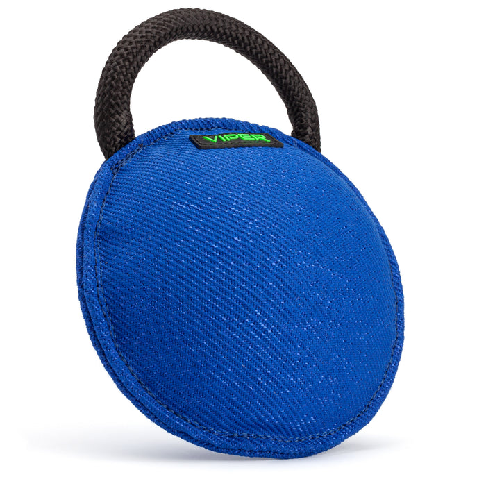 Dog training round bite pillow with one handle, made of French linen