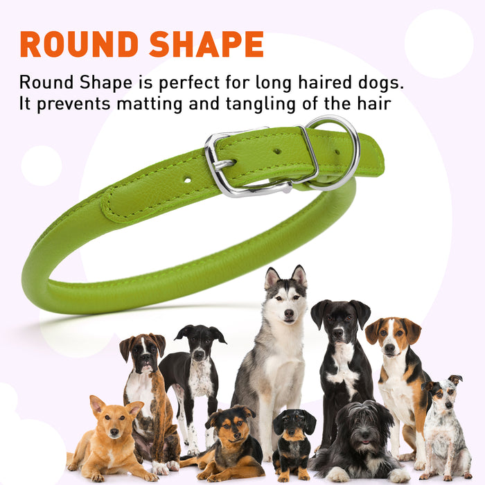 Soft Leather Round Dog Collar
