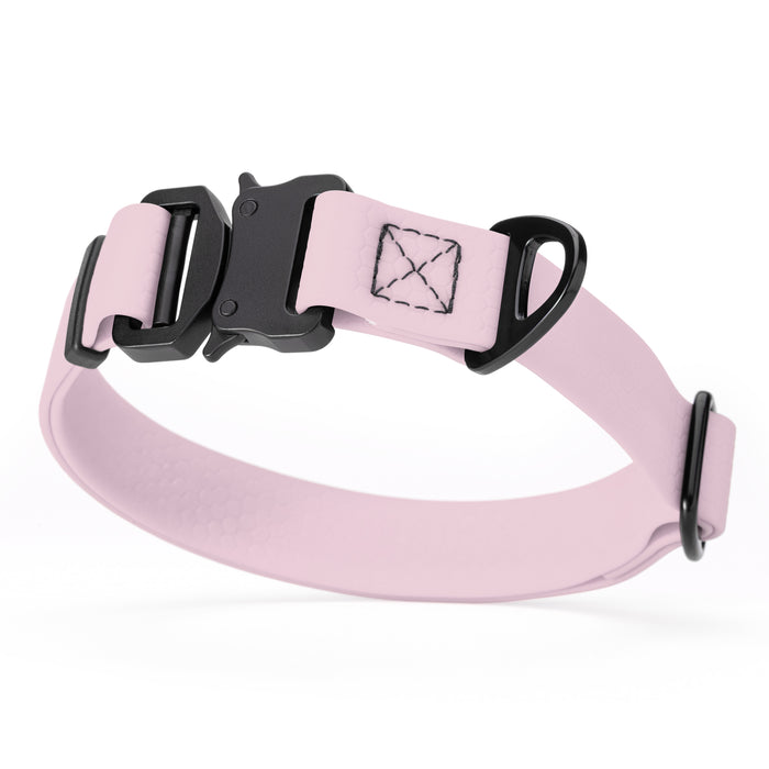 Pastel purple dog collar with metal buckle and D-ring, waterproof and adjustable