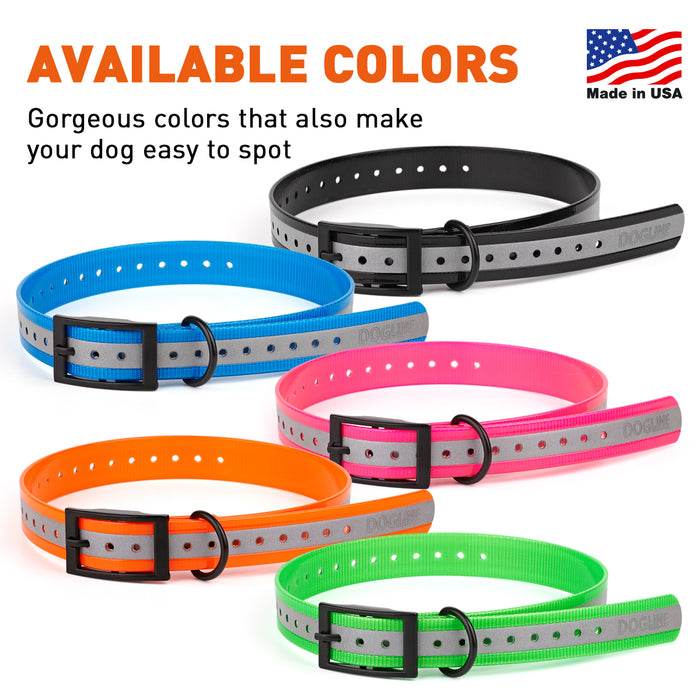 Dog E-Collar replacement straps, reflective and waterproof, 5 color options
