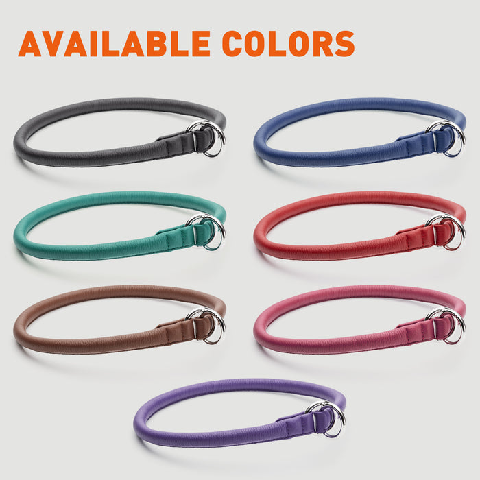 Leather slip collars for dogs are available in 7 colors