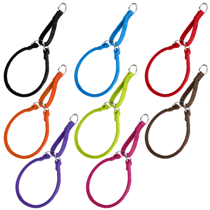 Soft microfiber martingale collars for dogs with metal rings, 8 color options, length from 14 to 26 inches