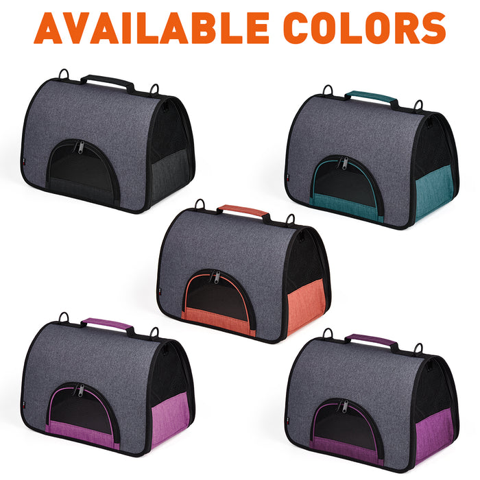 Collapsible pet carriers with handle and shoulder strap, 5 colors available