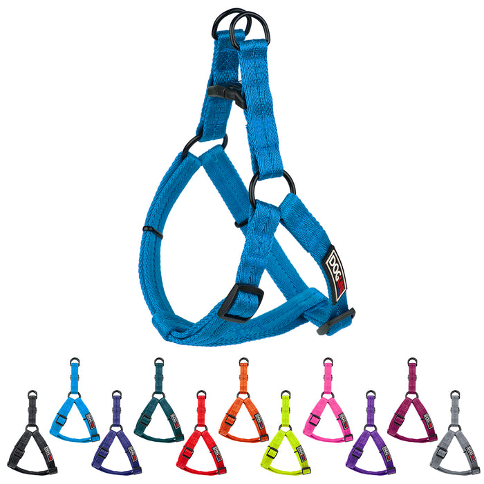 Nylon harness for dogs with quick release buckle, adjustable, blue and 10 other color options