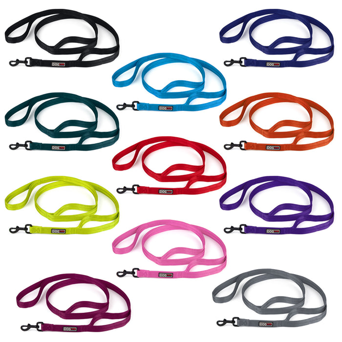 Nylon multi-handle leash for dogs with black snap hook, eleven different colors