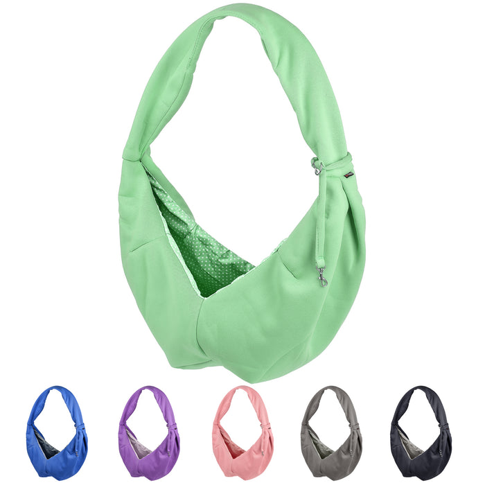 Pet sling bag carrier with wide shoulder strap, seafoam green and 5 other color options