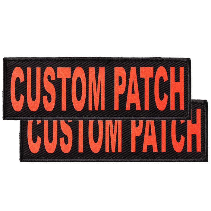 Custom dog patch with hook backing for harness, vest or collar, grapefruit glitter letters